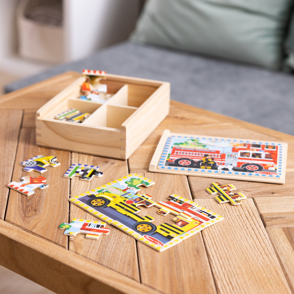 Wooden Jigsaw Puzzles in a Box - Vehicles