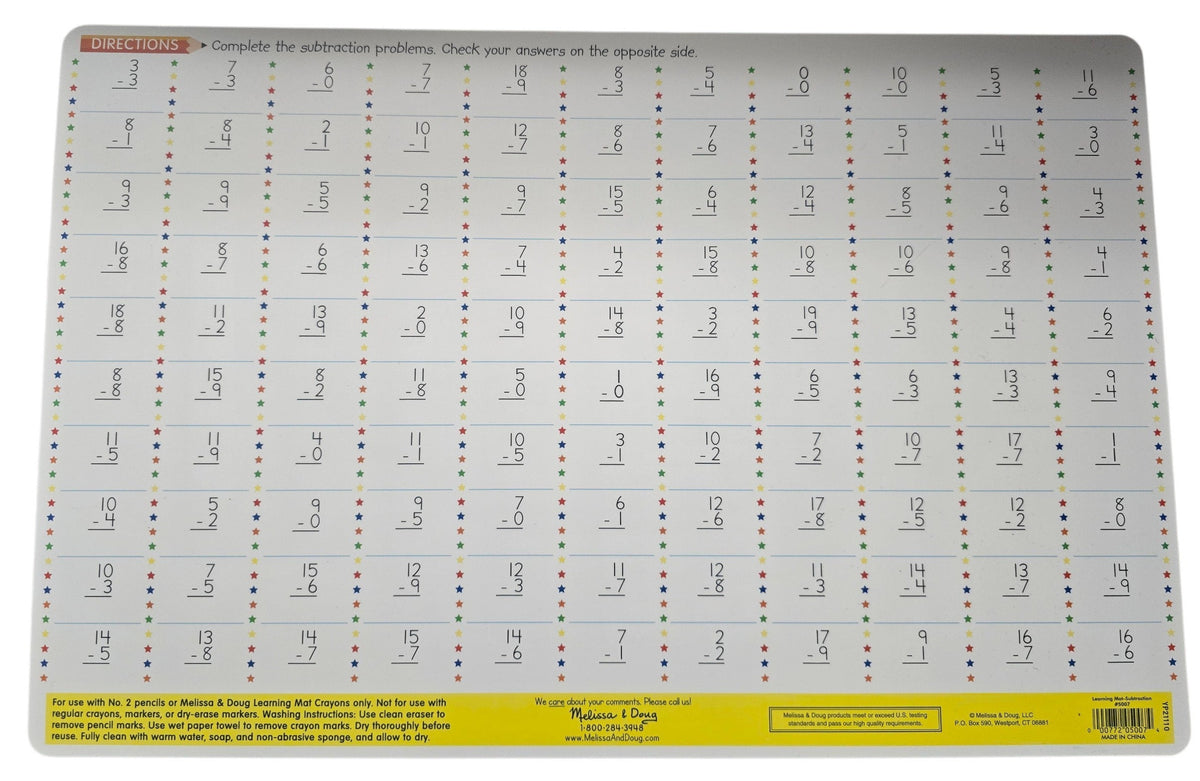 Subtraction Learning Mat