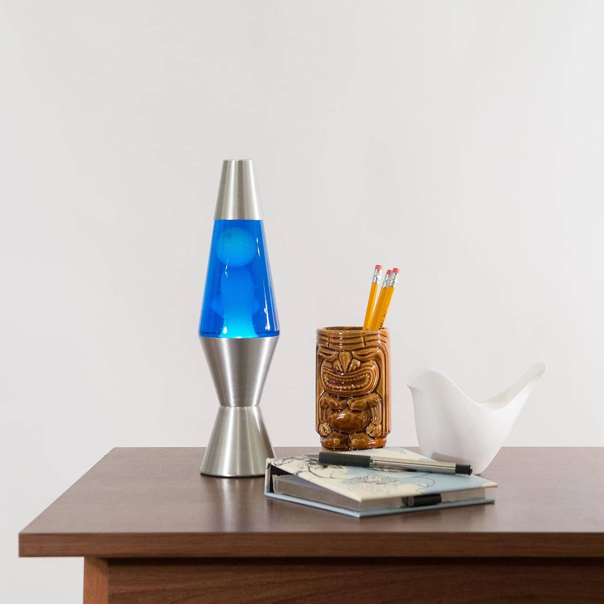 11.5″ LAVA Lamp  – White/Blue/Silver