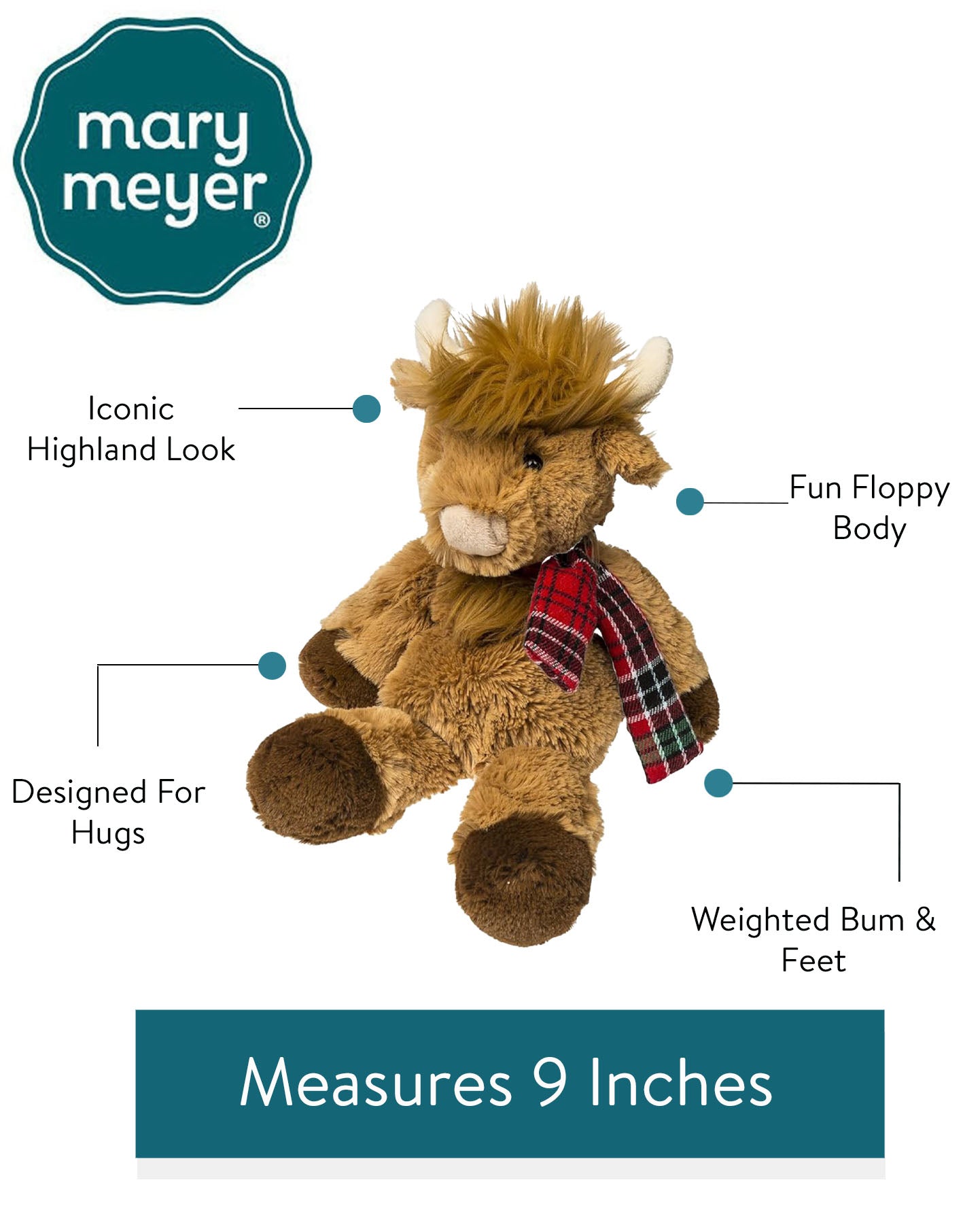 Marshmallow Junior Nutmeg Highland Cow – 9″