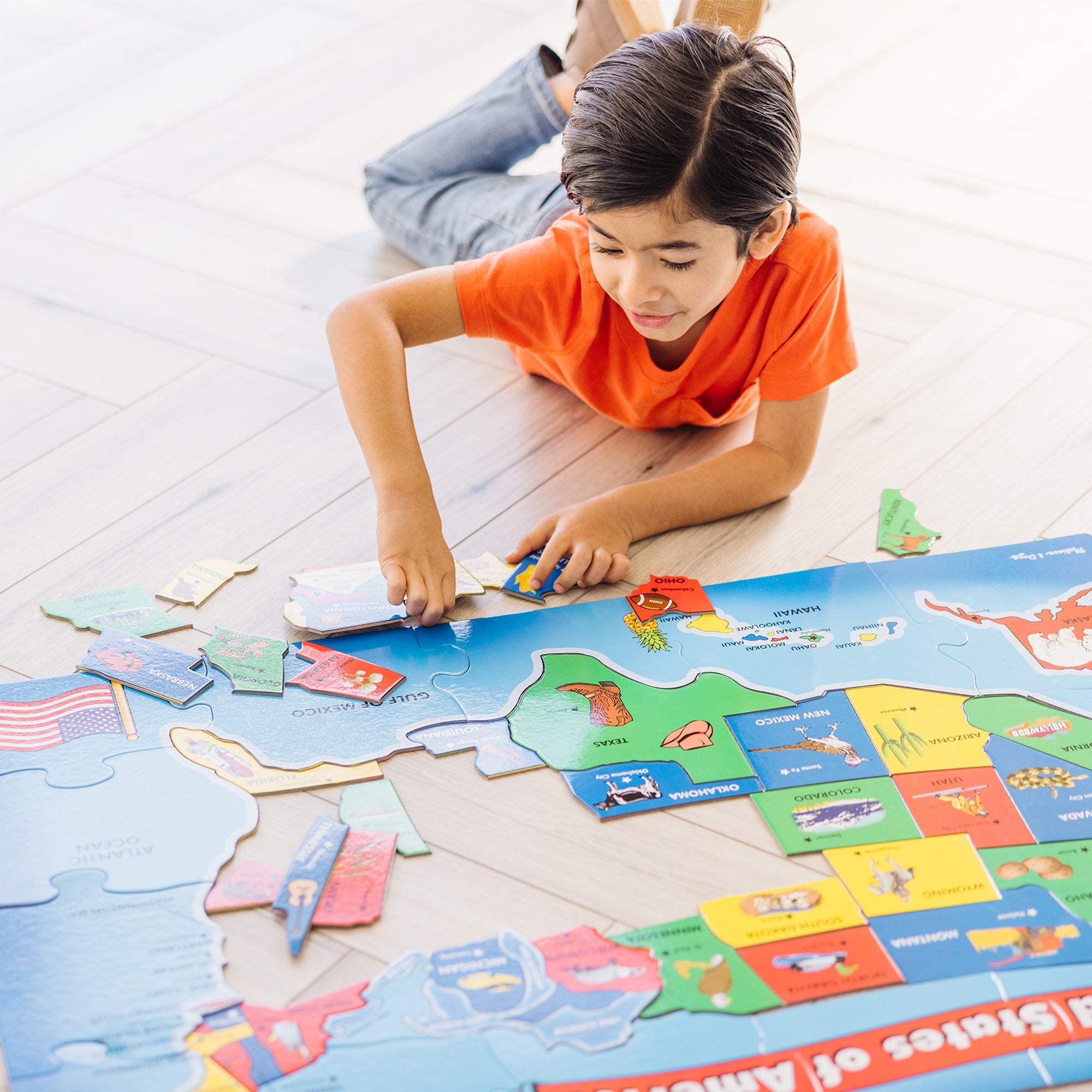 USA Map Floor Puzzle - 51 Pieces