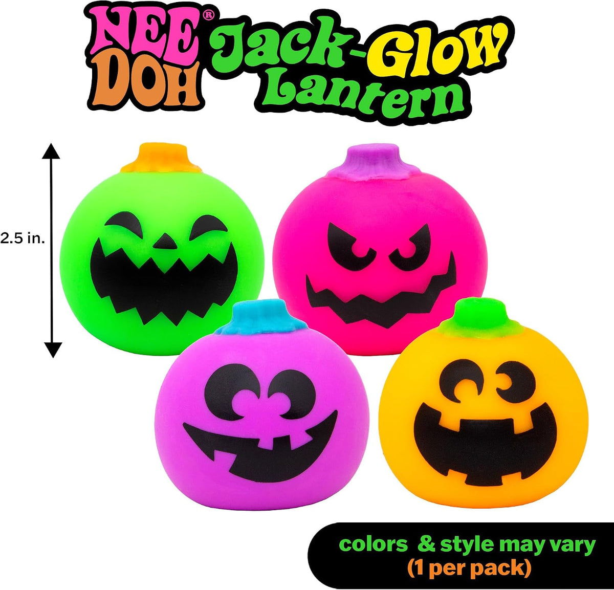 Nee Doh Needohween Jack Glow Lantern - Glow in The Dark Pumpkin ( one per order)