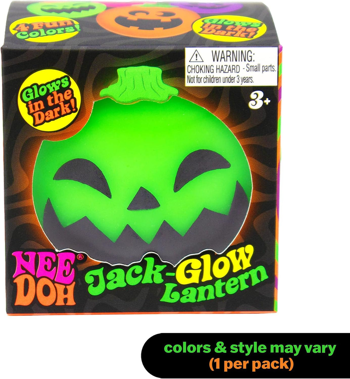 Nee Doh Needohween Jack Glow Lantern - Glow in The Dark Pumpkin ( one per order)