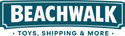 Beachwalk logo with text 'Beachwalk Toys, Shipping & More' on a teal background