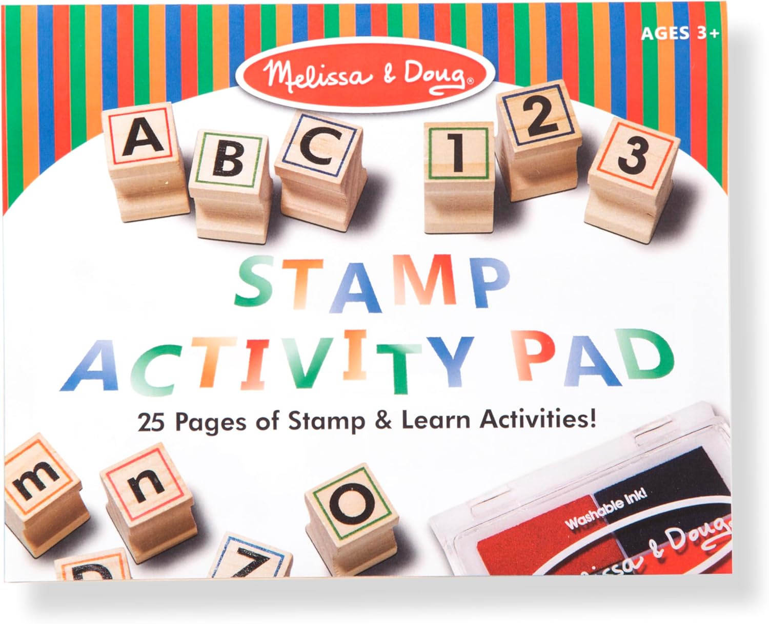 Letters and Numbers Wooden Stamp Set ABCs 123s With Activity Book
