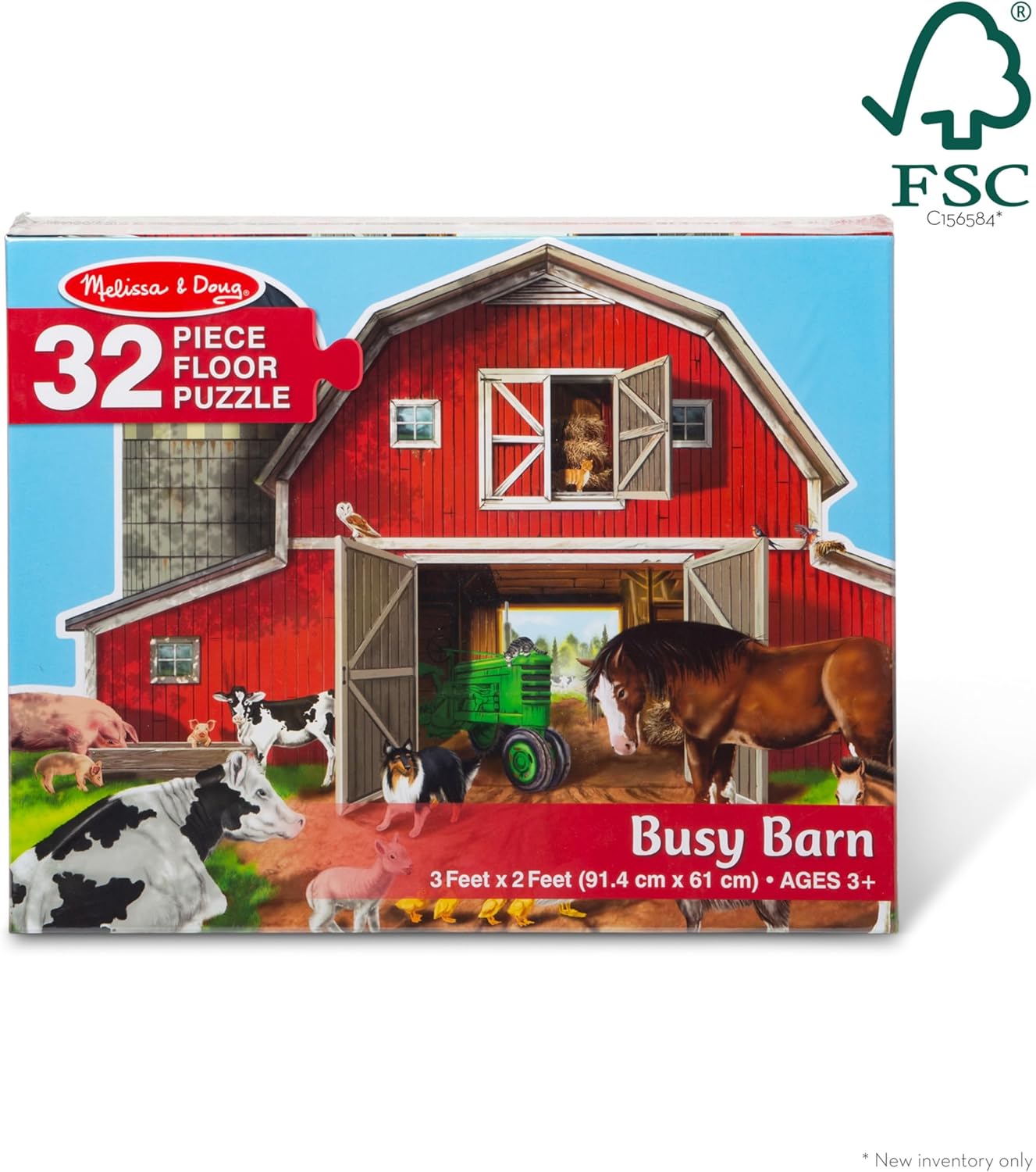 Busy Barn Shaped Jumbo Floor Puzzle (32 Pieces, 2 x 3 Feet)