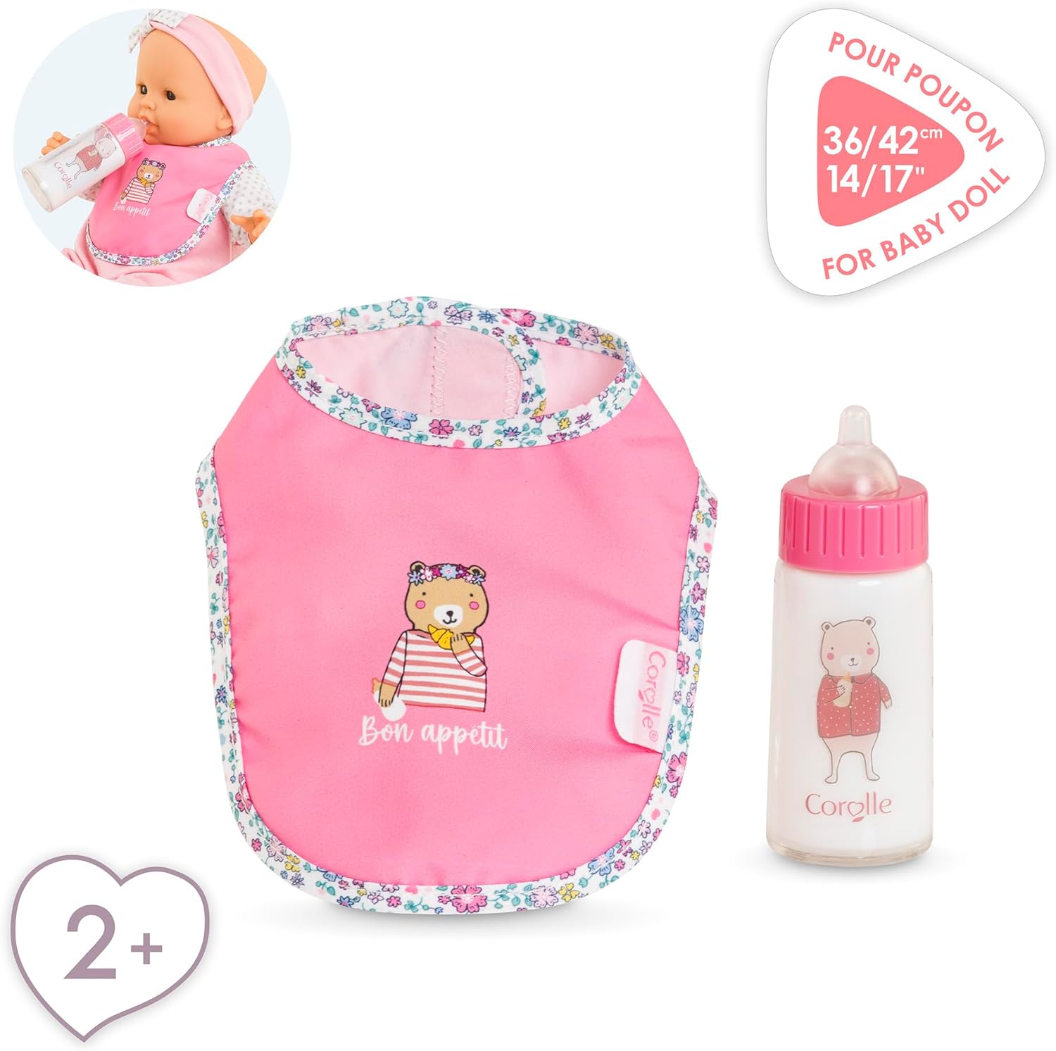 Corolle Magical Baby Bottle with Bib For 14" Doll
