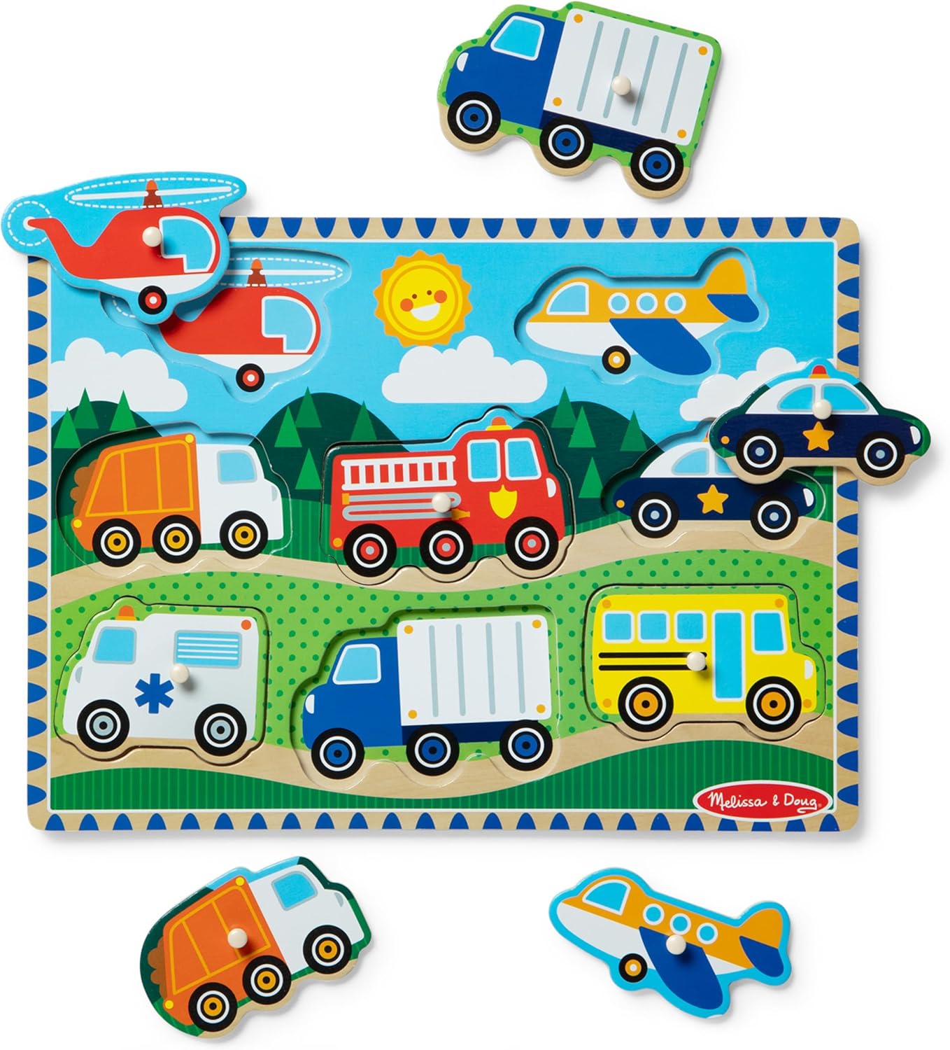 Vehicles Wooden Peg Puzzle New Style