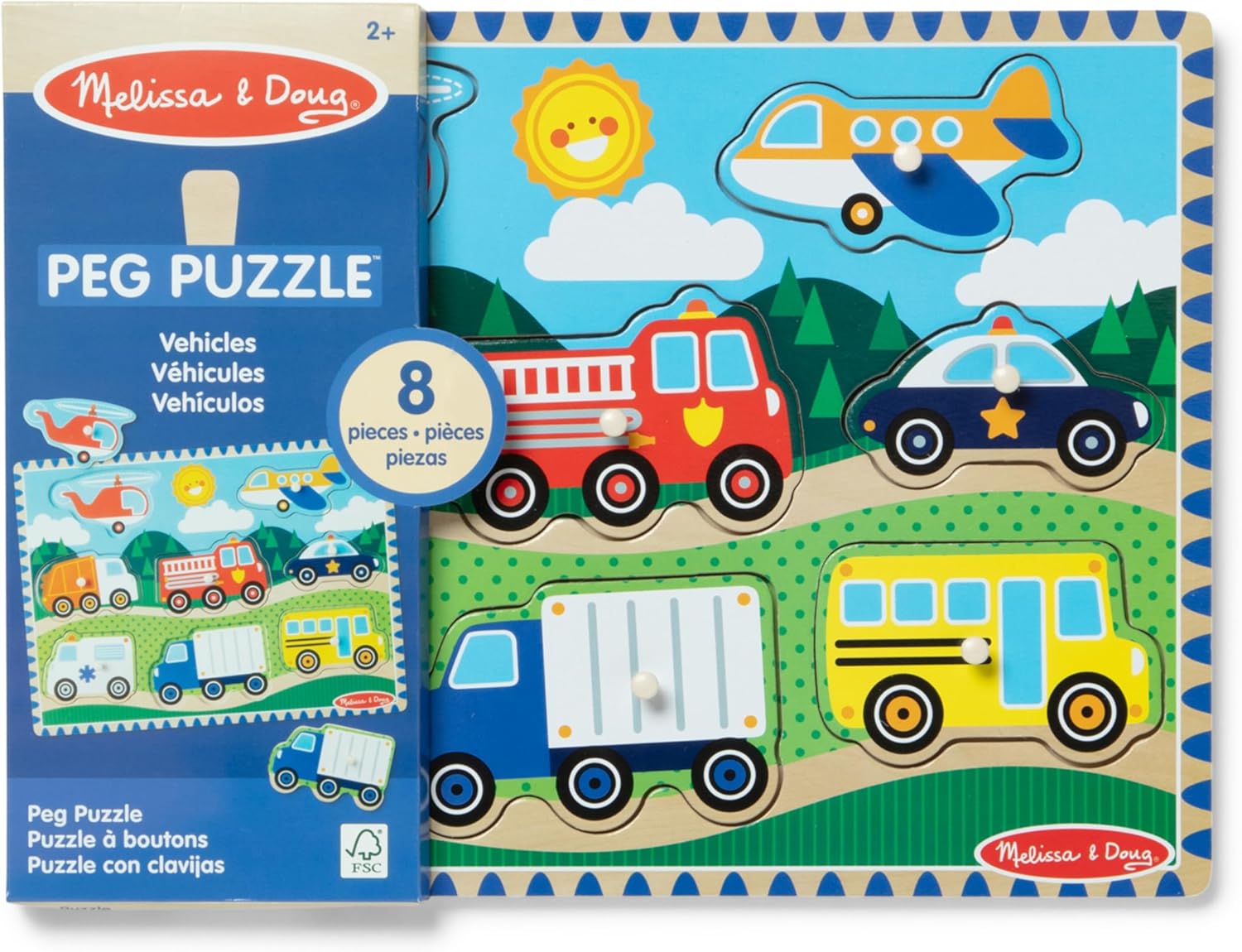 Vehicles Wooden Peg Puzzle New Style