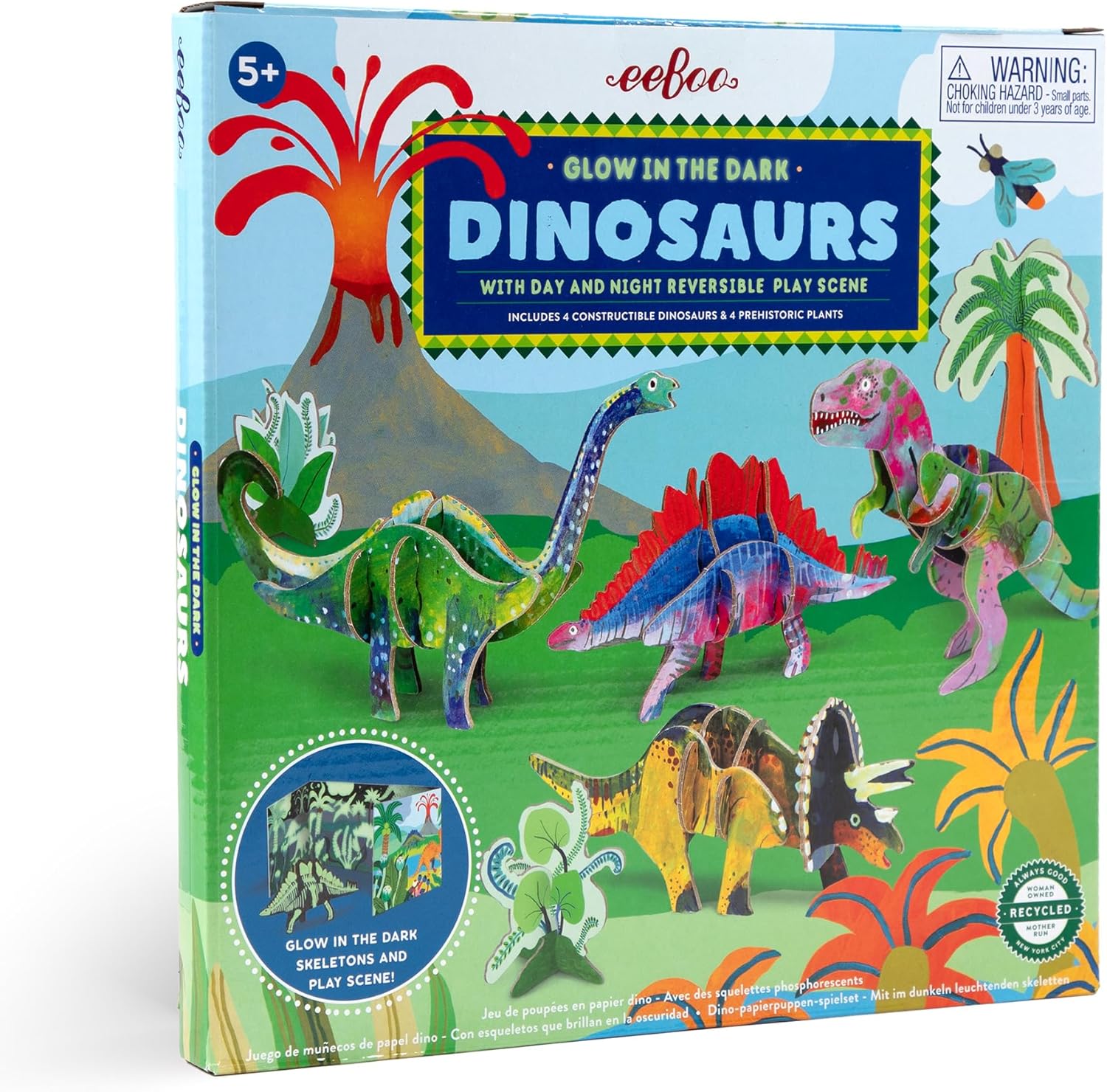 Dino 3D Glow-in-The-Dark - Includes 4 Constructible Dinosaurs