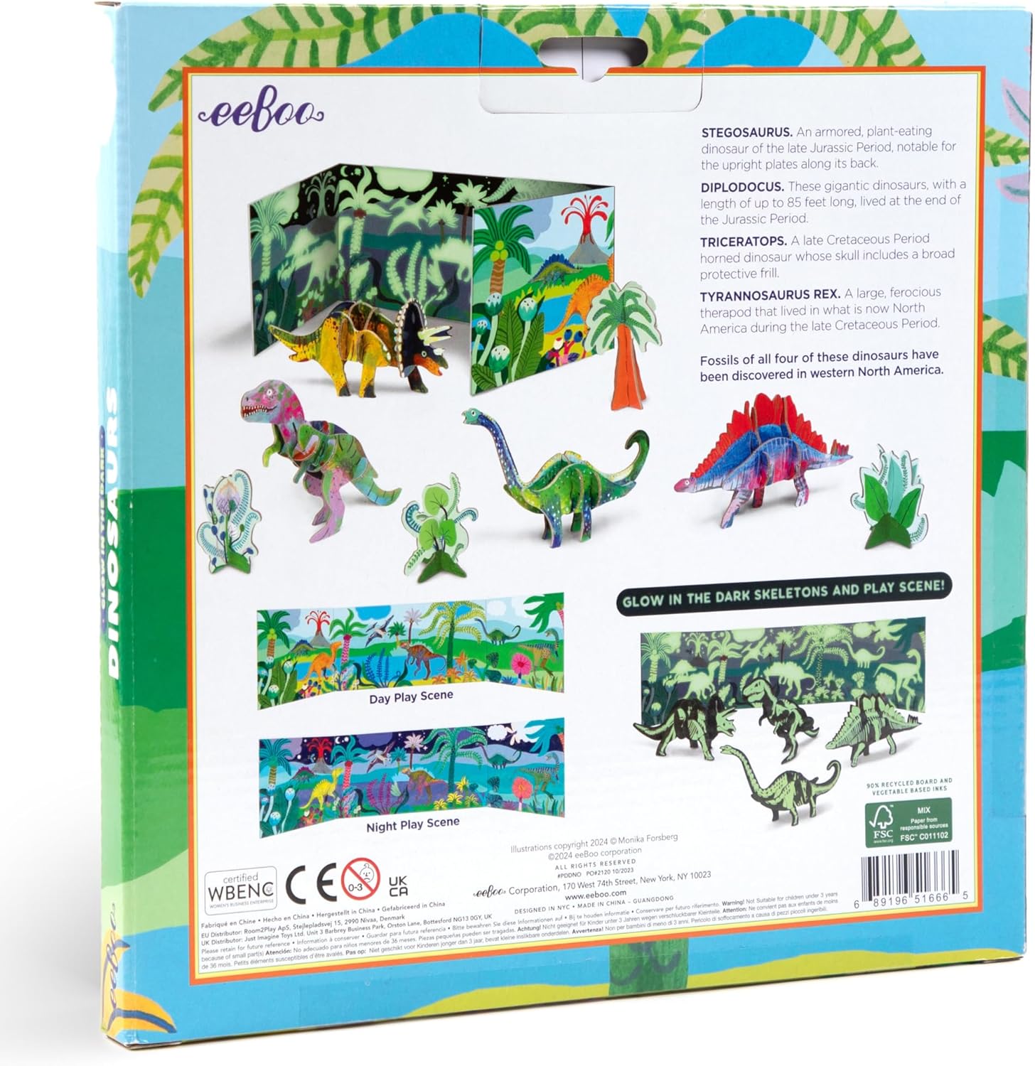 Dino 3D Glow-in-The-Dark - Includes 4 Constructible Dinosaurs