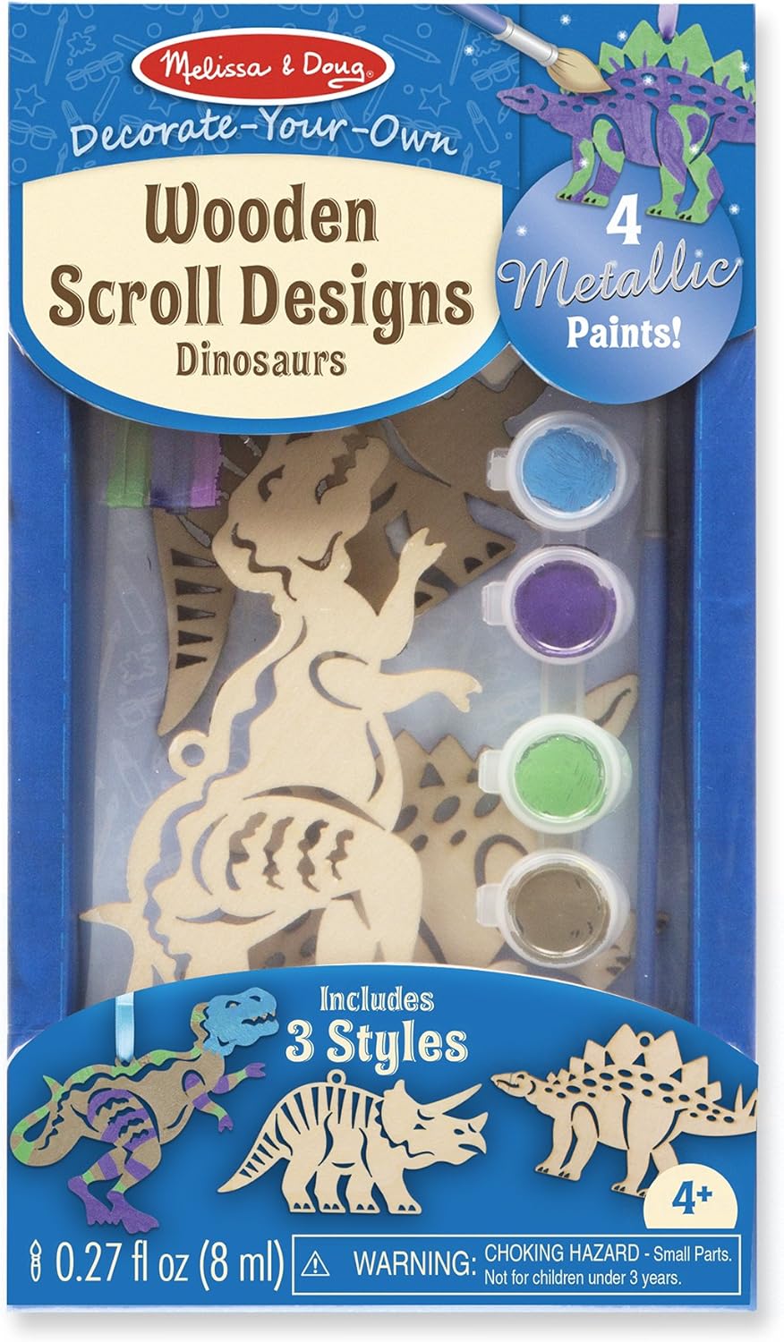 Decorate-Your-Own Wooden Scroll Designs Dinosaurs Craft Kit