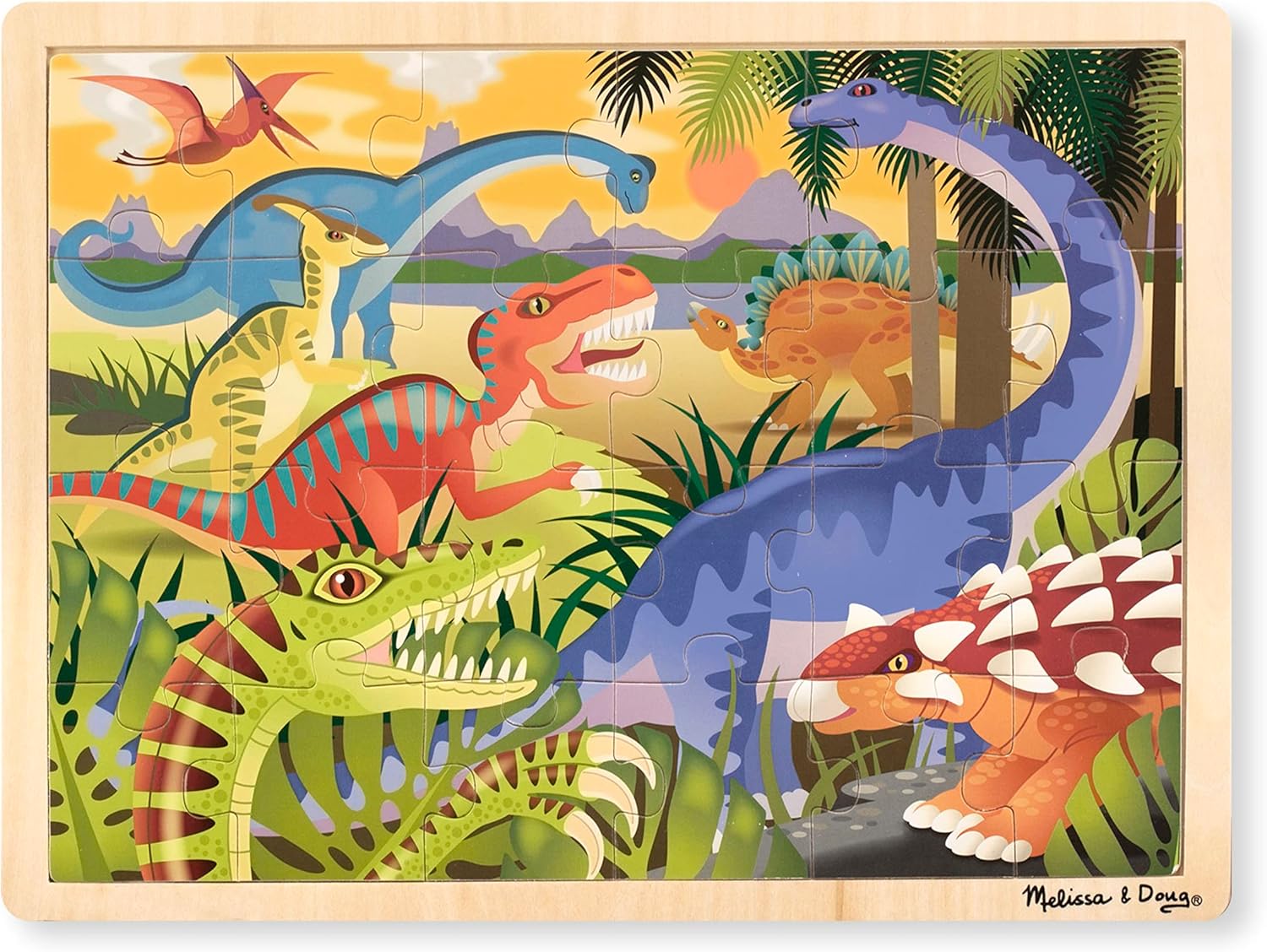 Dinosaurs Wooden Jigsaw Puzzle with Storage Tray (24 pcs)