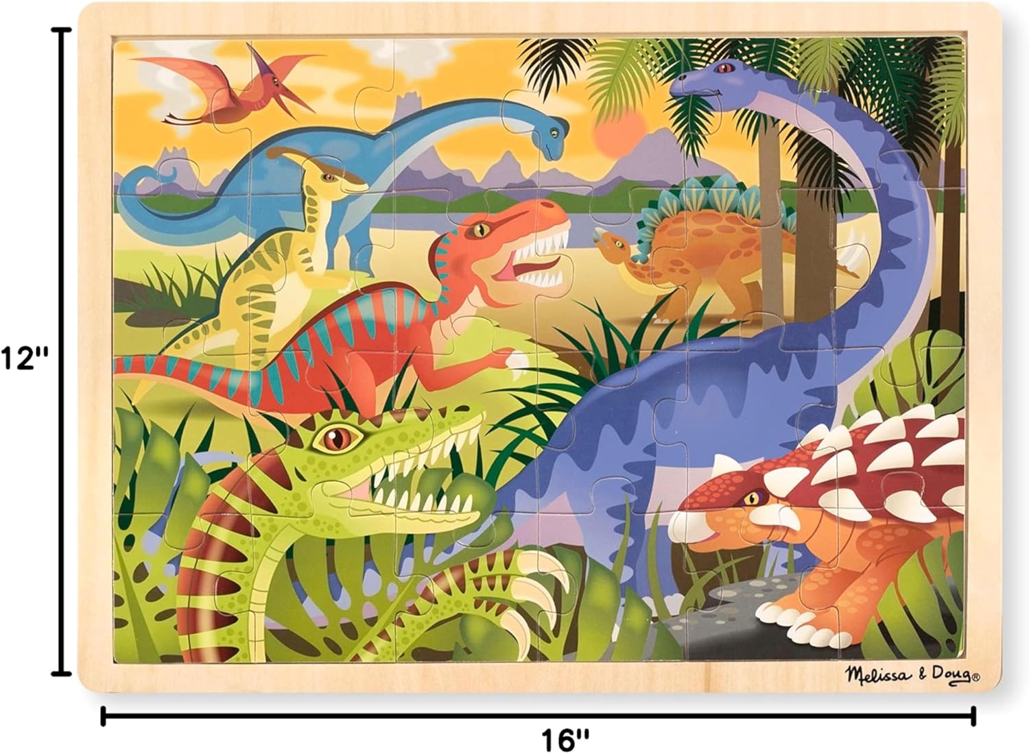Dinosaurs Wooden Jigsaw Puzzle with Storage Tray (24 pcs)
