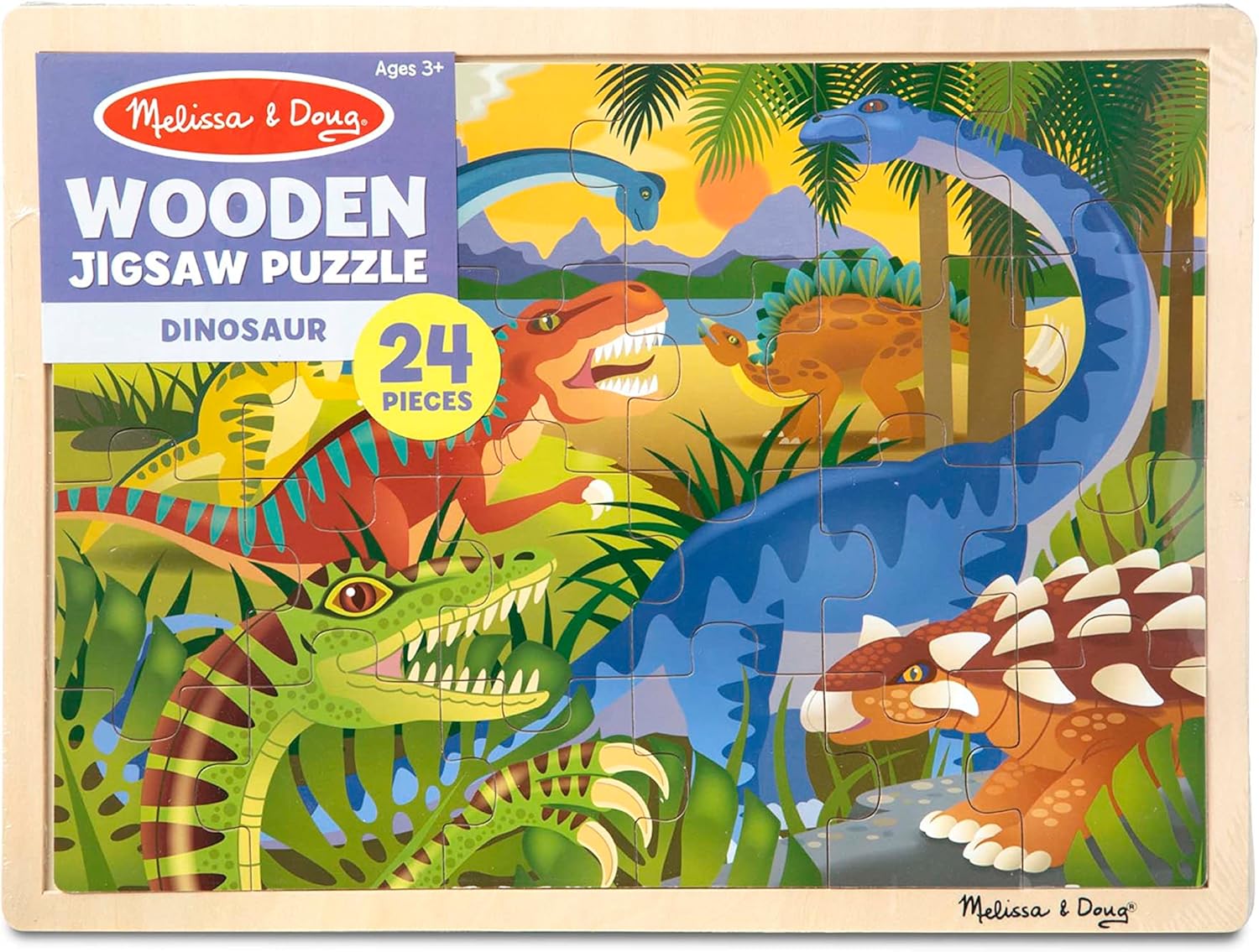 Dinosaurs Wooden Jigsaw Puzzle with Storage Tray (24 pcs)