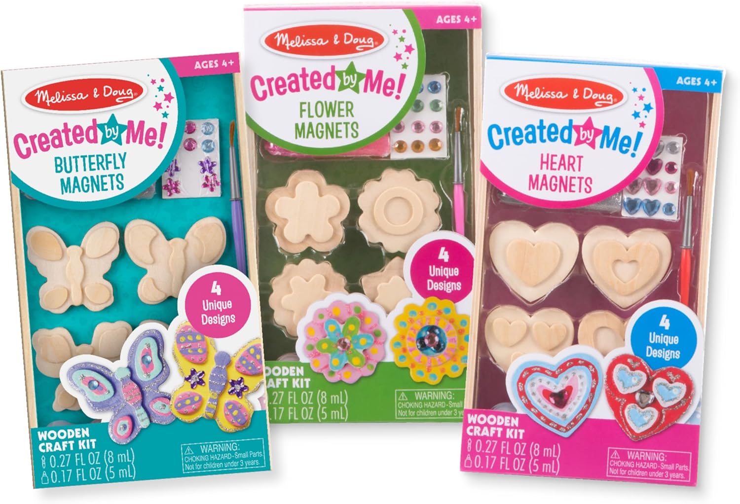 Decorate-Your-Own Wooden Magnets Craft Kit Bundle butterfly, Hearts, And Flowers