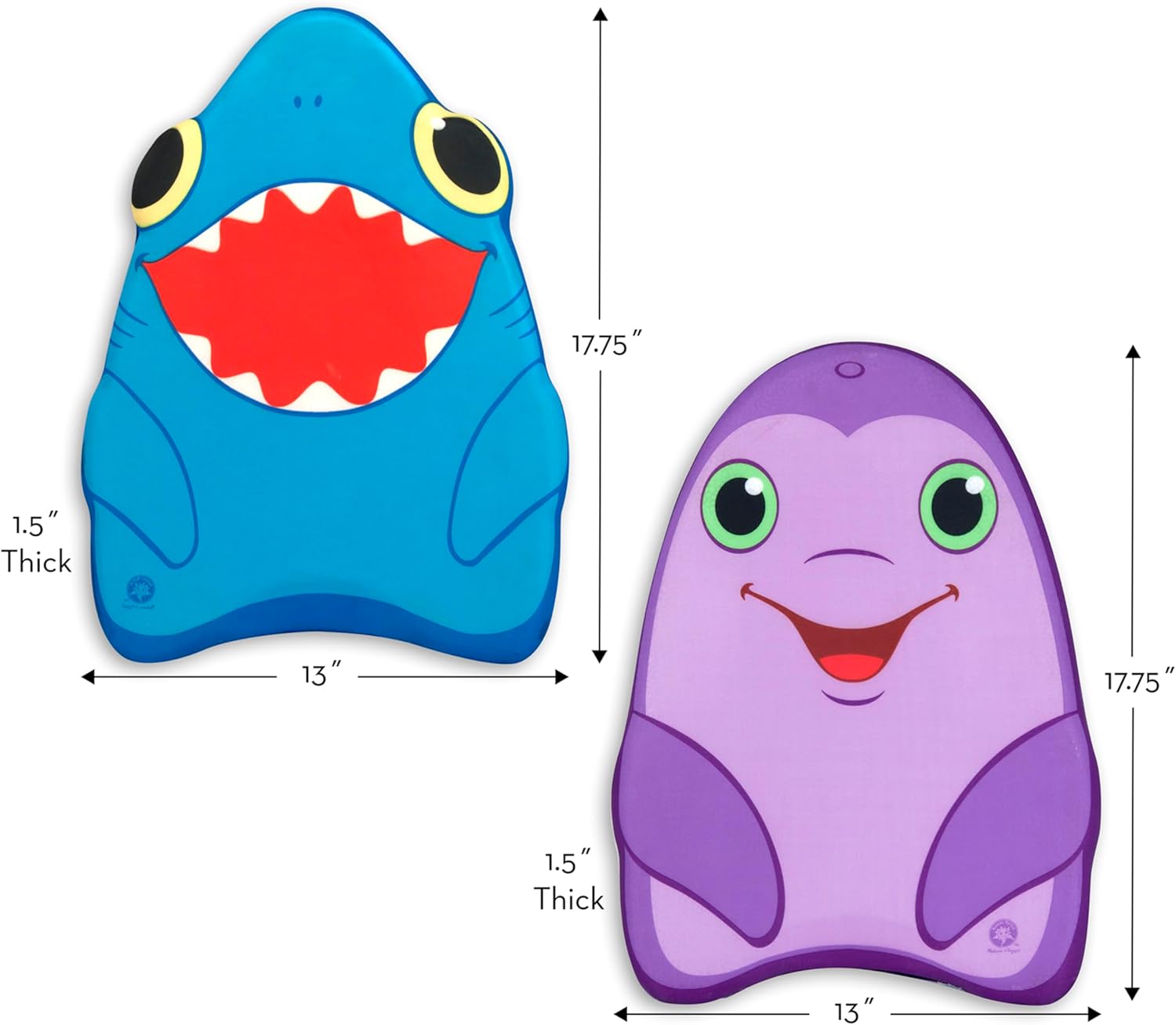Sunny Patch Dolphin and Shark Kickboards - Learn-to-Swim Pool Toys