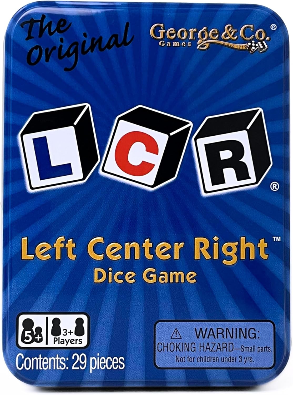 LCR Left Center Right Dice Game - Blue Tin