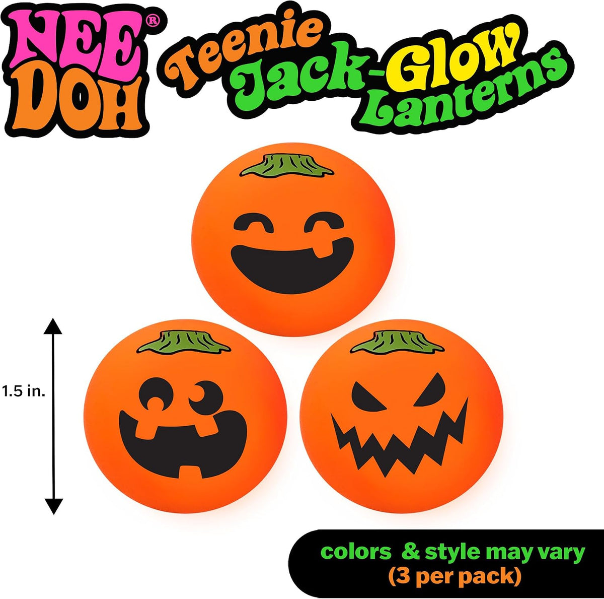Neh Doh Teenie Jack Glow Lantern - Glow in The Dark Pumpkin Faces