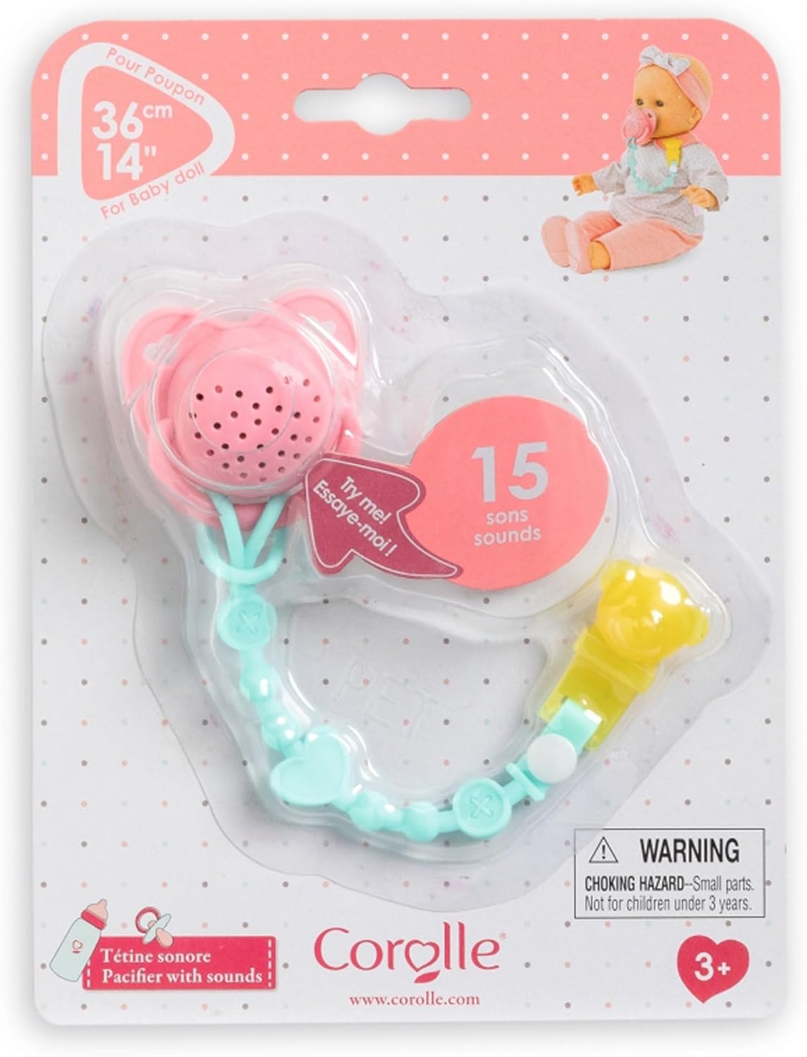 Corolle Doll Pacifier with 15 Sounds - for 14" Dolls