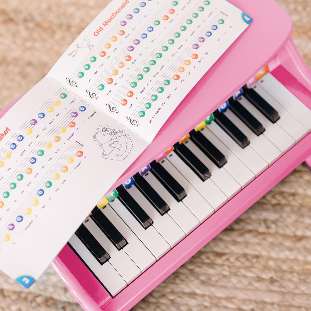 Learn-to-Play Pink Piano with 25 Keys and Color-Coded Songbook