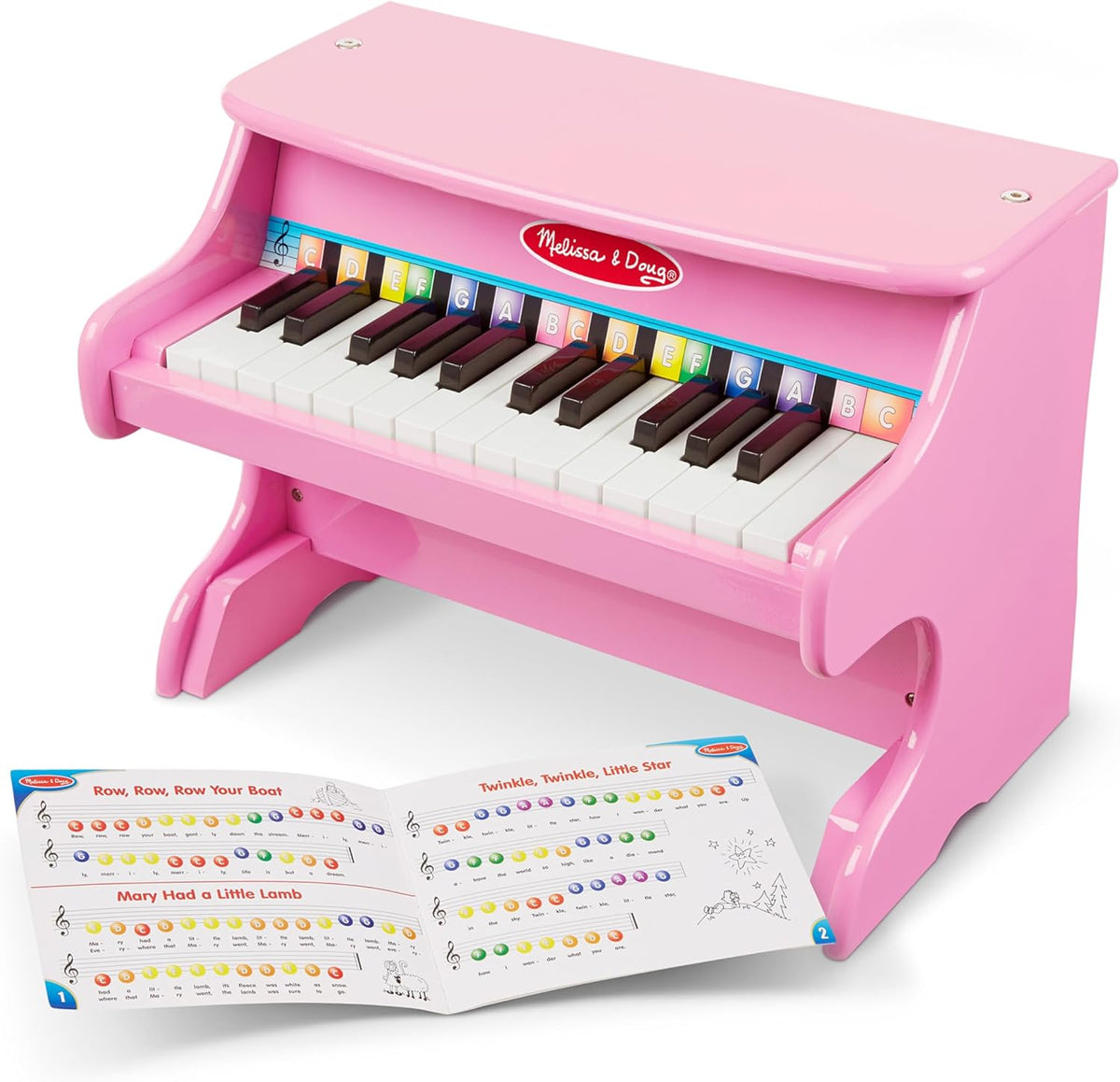 Learn-to-Play Pink Piano with 25 Keys and Color-Coded Songbook