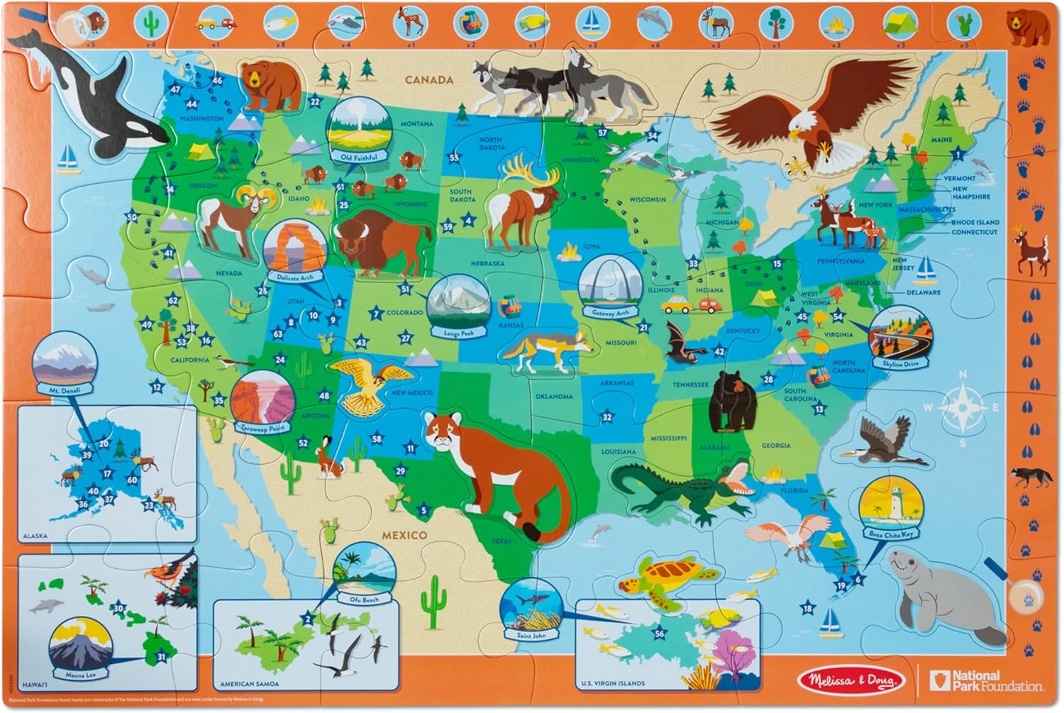 National Parks U.S.A. Map Floor Puzzle