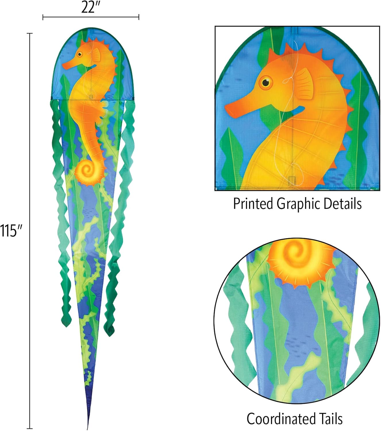 22" Seahorse Dancing Dragon Kite