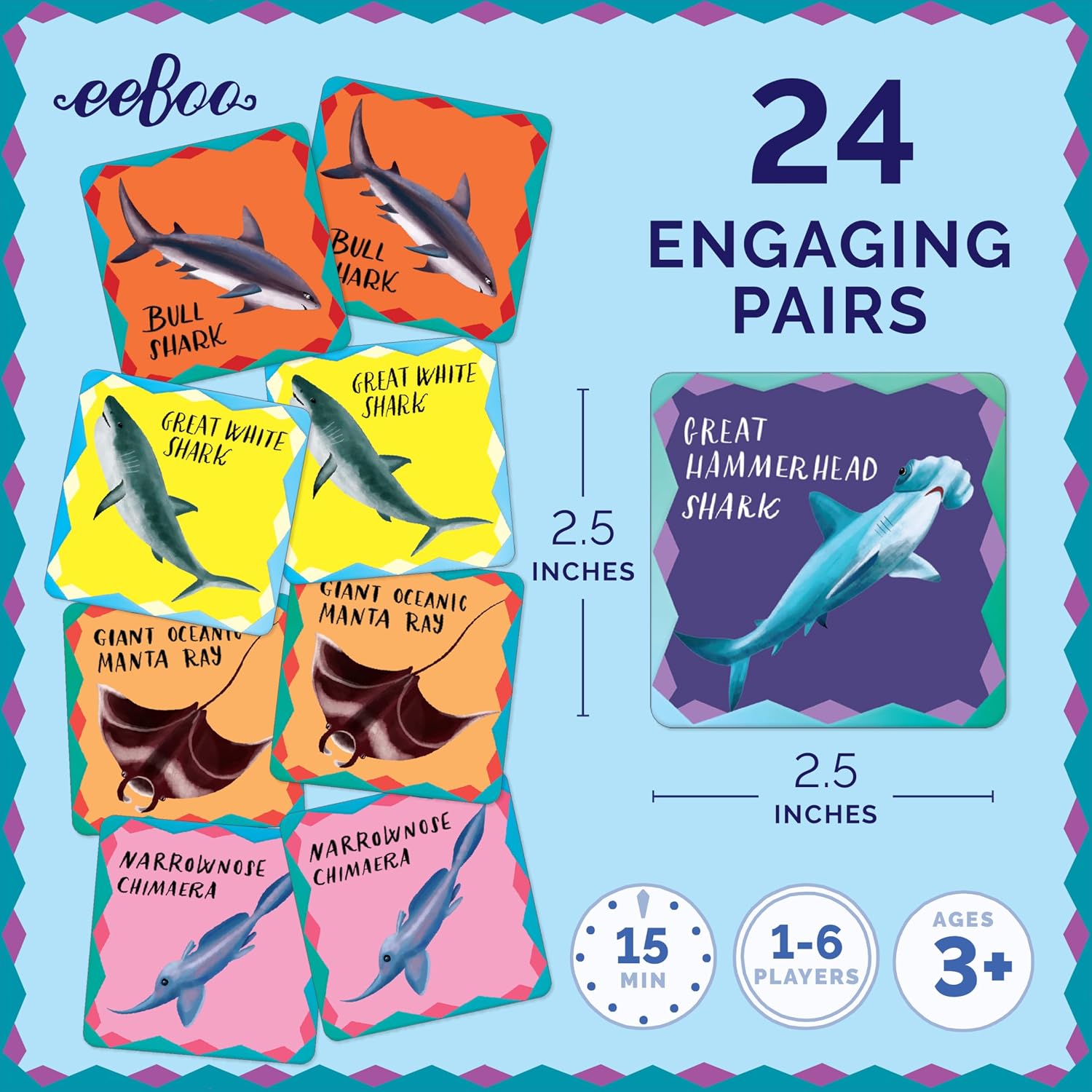 Shiny Sharks & Friends Memory & Matching Game