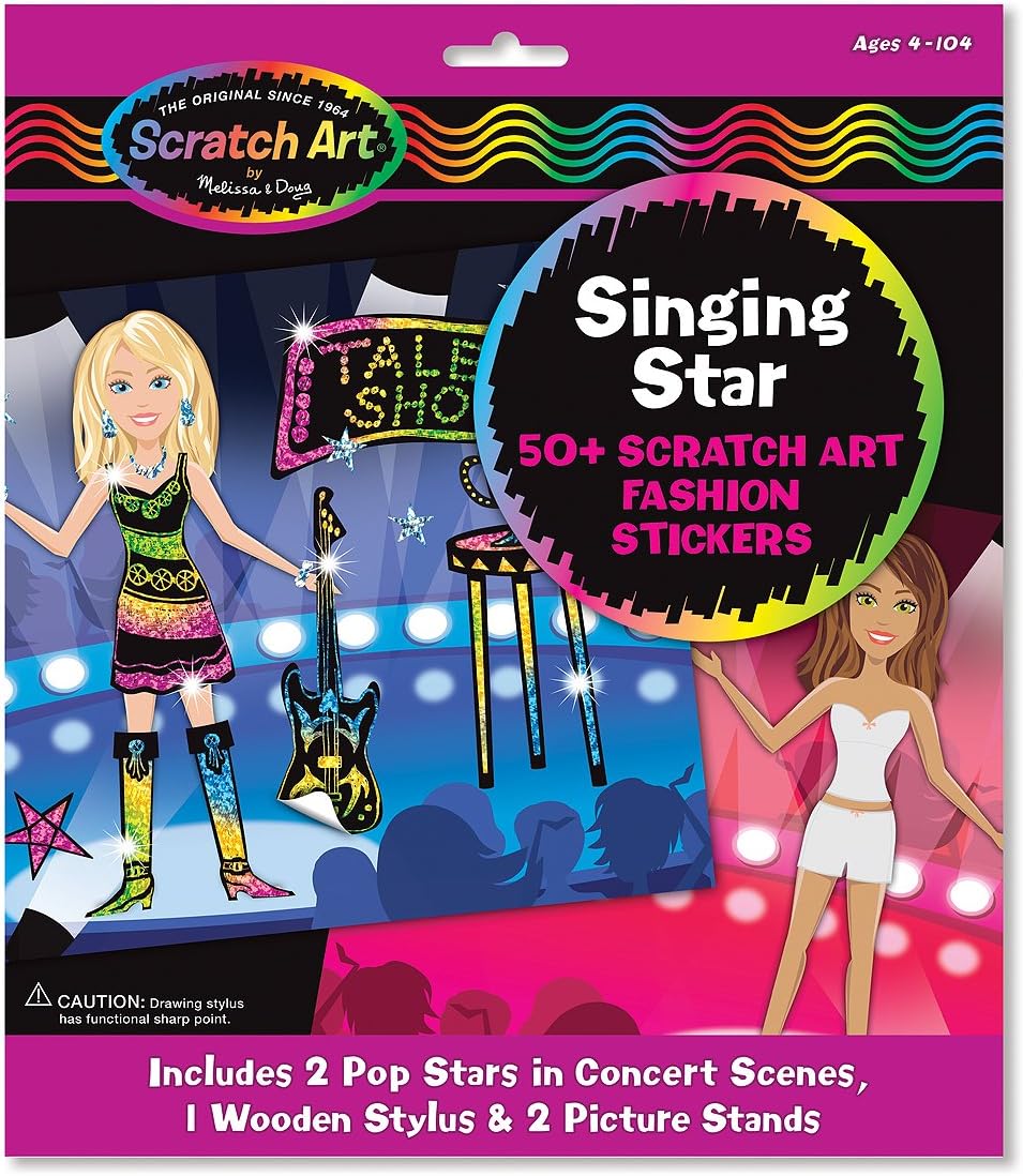 Singing Star Scratch Art Fashion Sticker Scenes