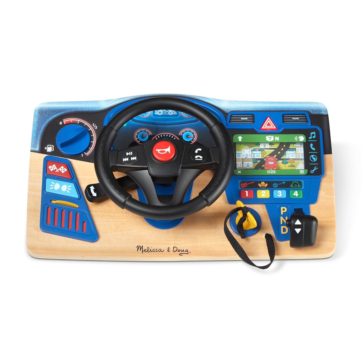 Vroom & Zoom, Interactive Wooden Dashboard, Racing Car Steering Wheel Toy