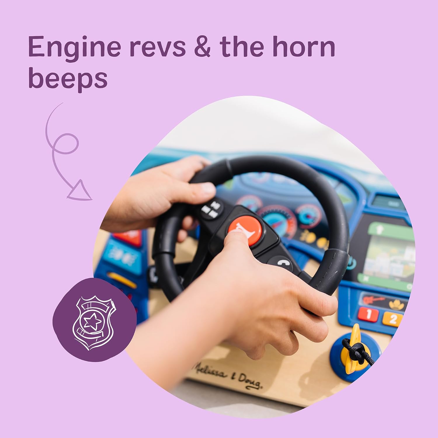 Vroom & Zoom, Interactive Wooden Dashboard, Racing Car Steering Wheel Toy